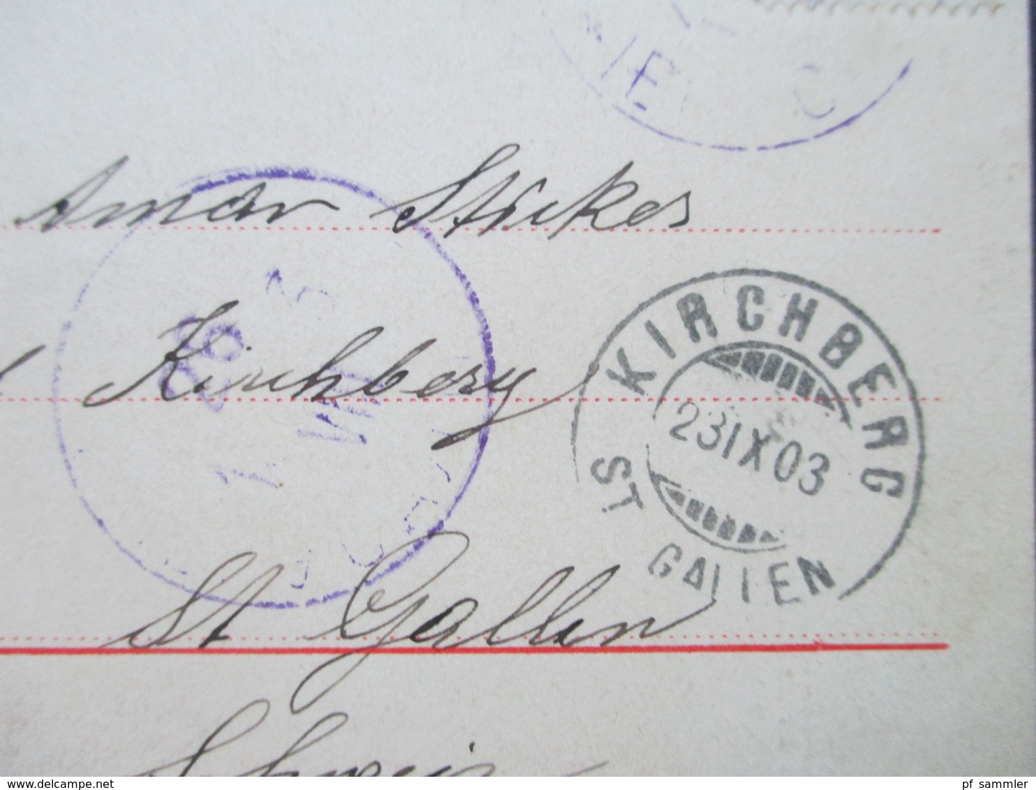 AK 1903 Russland Levante Künstlerkarte Marke Mit Rotem Aufdruck! Violette Stempel. Ak Stempel Schweiz Kirchberg - Levant