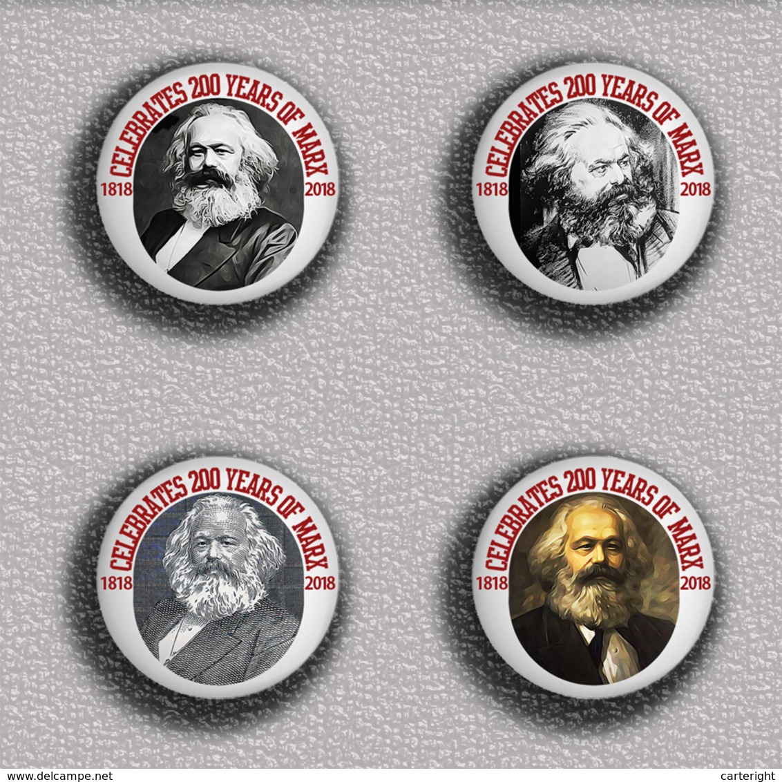 35 X Karl Marx 200 Years BADGE BUTTON PIN SET 2 (1inch/25mm Diameter) - Berühmte Personen