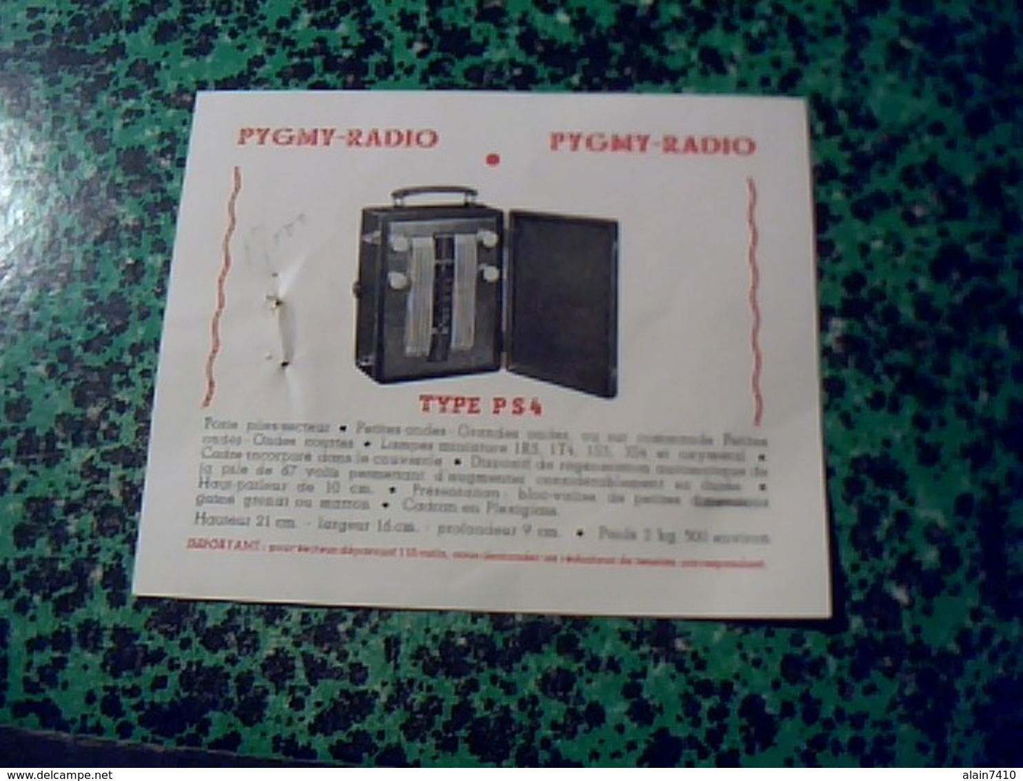 Publicité   Tsf Postes A Piles & Superheterodyne Courant Alternatif PIGMY-RADIO Type 54 Et M6 - Publicités