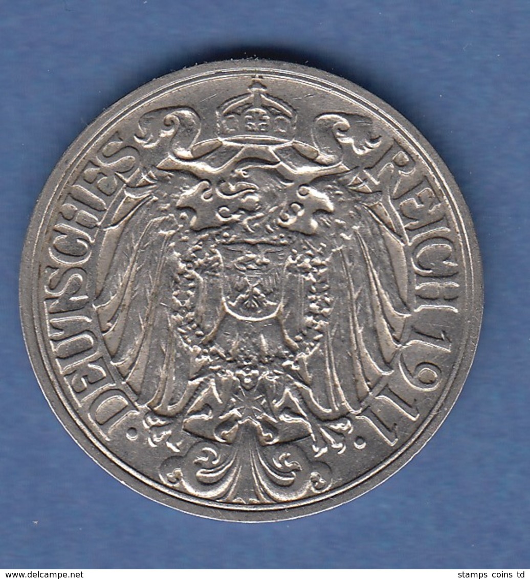 Deutsches Kaiserreich Kursmünze 25 Pfennig 1911 E - Sonstige & Ohne Zuordnung