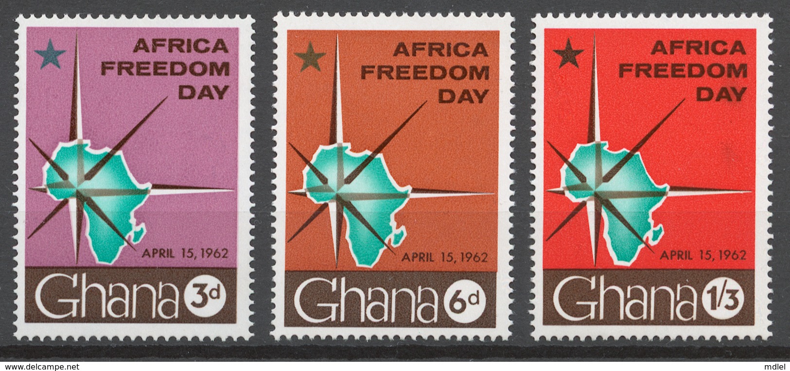 Ghana 1962 Mi# 118-20** AFRICA FREEDOM DAY - Ghana (1957-...)