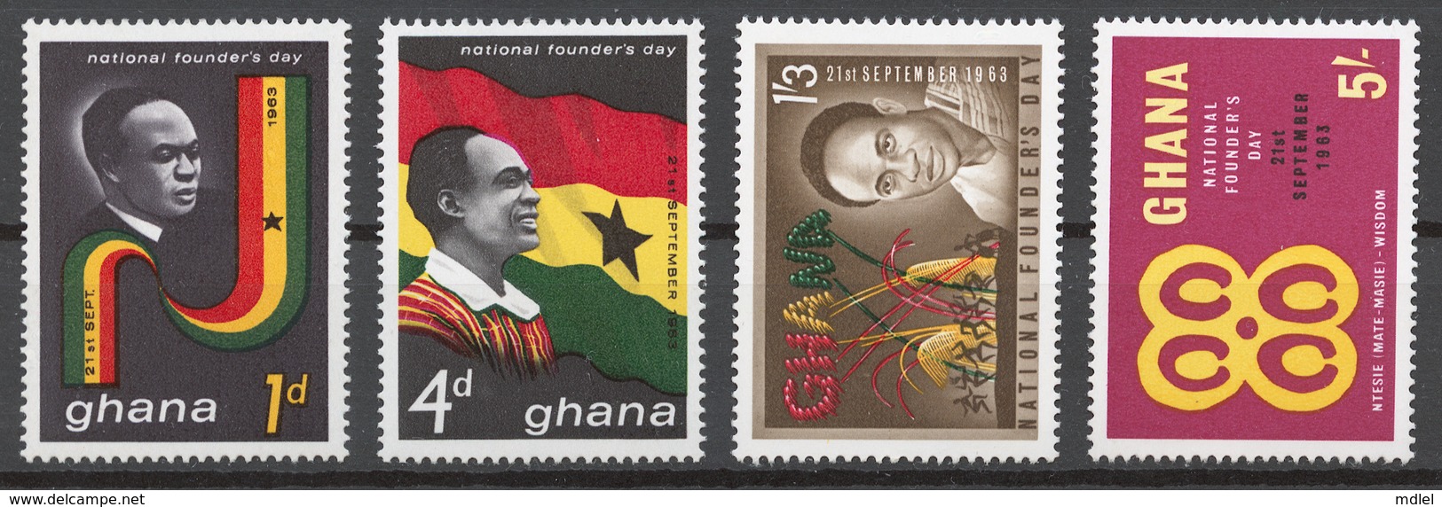 Ghana 1963 Mi# 153-56** NATIONAL FOUNDER'S DAY - Ghana (1957-...)