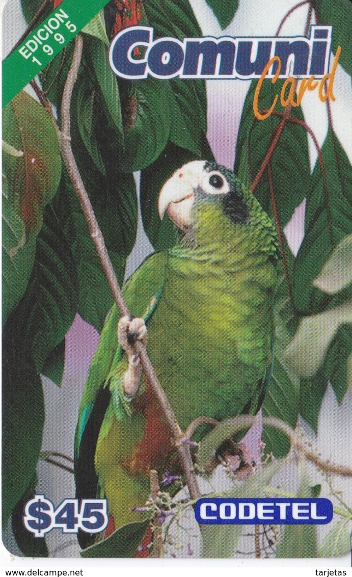 TARJETA DE REP. DOMINICANA DE 45$ DE UN LORO EDICION 1995 (LORO-PARROT) CODETEL - Otros & Sin Clasificación