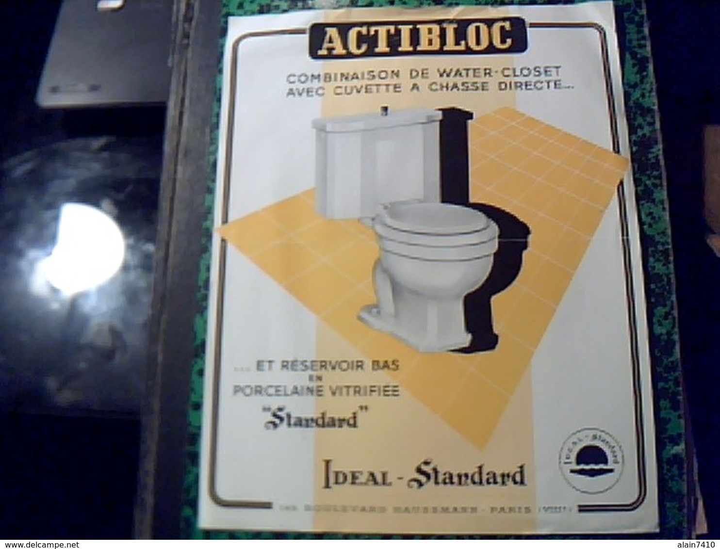 Publicité   Ancienne Tract WATER CLOSET  ACTIBLOC  Ideal Standart Bd  St Martin Paris Annee 50 - Publicités