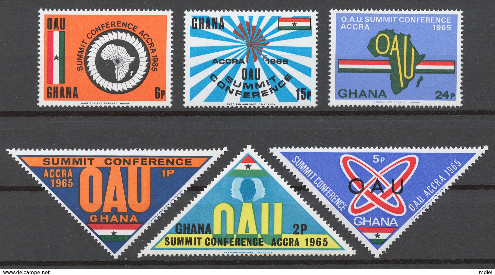 Ghana 1965 Mi# 237-42** ORGANIZATION FOR AFRICAN UNITY SUMMIT CONFERENCE - Ghana (1957-...)