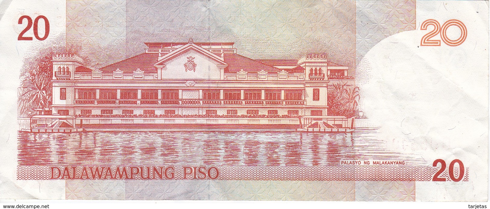 BILLETE DE FILIPINAS DE 20 PISO NUMEROS ROJOS  (BANKNOTE) (RARO) - Filipinas