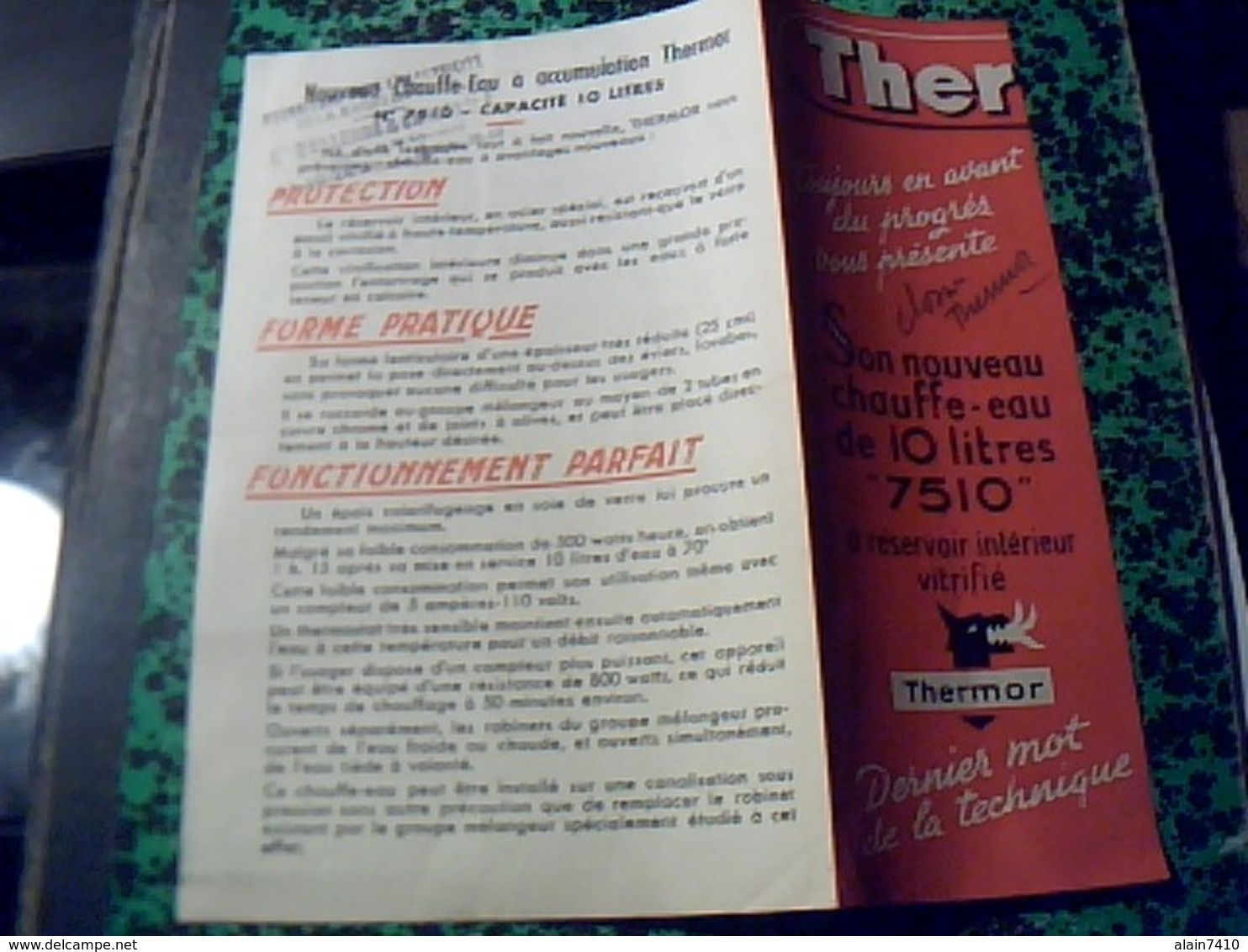 Publicité   Ancienne Tract Chauffe Eau  7510  Thermor A Orleans Annee40/50  Avec Plans Techniques - Publicités