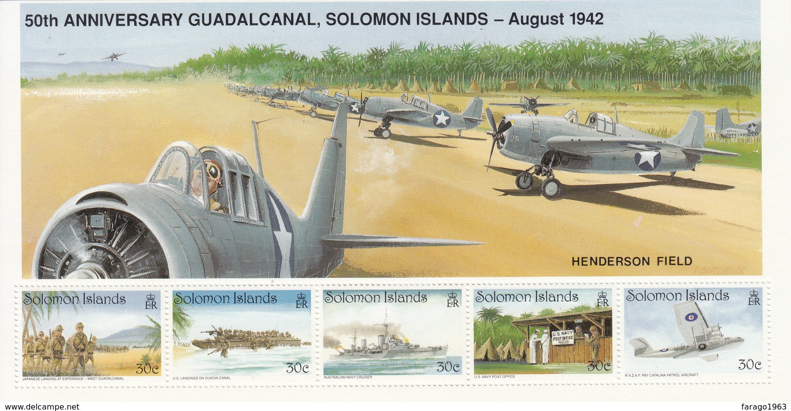 1992 Solomon Islands Guadalcanal WWII Navy Ships Aviation Complete Set Of 2 Sheets MNH - Salomon (Iles 1978-...)