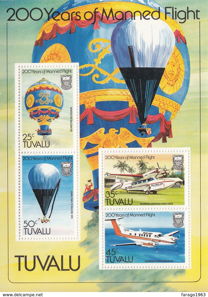 1983 Tuvalu Manned Flight Aviation Balloons Souvenir Sheet MNH - Tuvalu