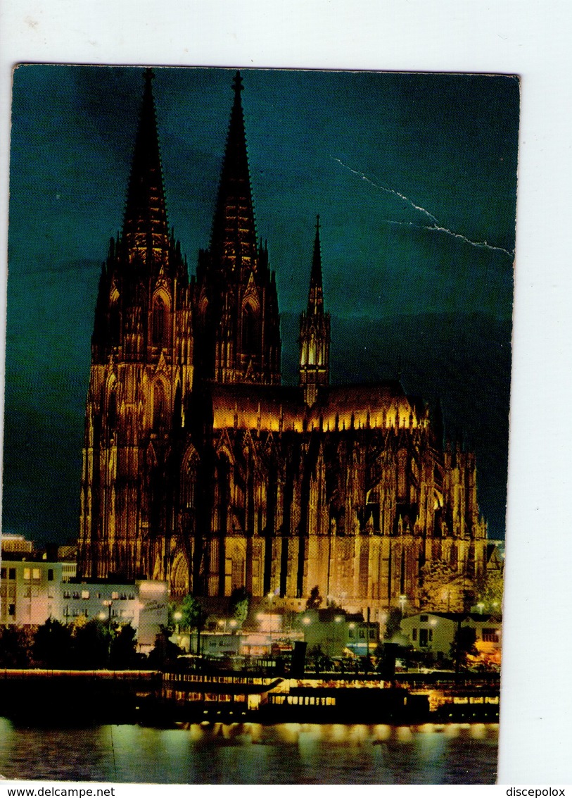 U4144 Postcard 1965 KOLN AM RHEIN - Dom In Festbeleuchtung + Nocturne Night Nacht Notturno _ Bahnhafsbuchandlung FF956 - Koeln