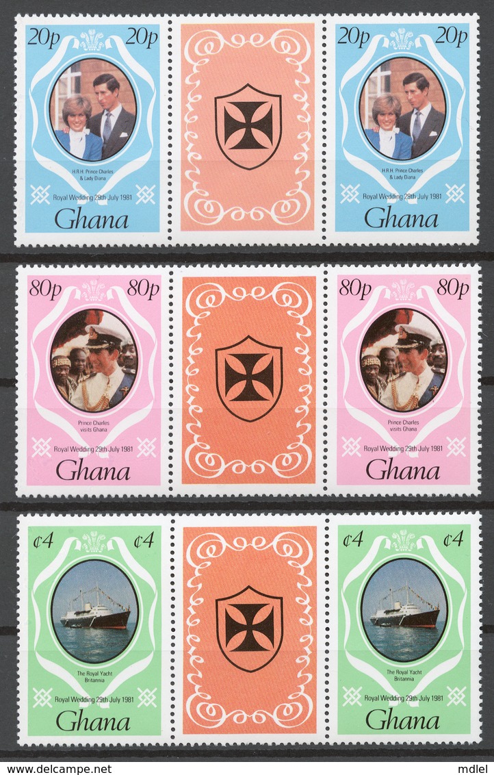 Ghana 1981 Mi# 892-94** ROYAL WEDDING - Ghana (1957-...)