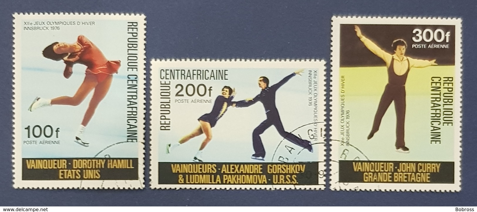 1976 Airmail, Medal Winners, Winter Olympic Games, Insbruck Austria, Empire Centrafricain, Republique Centrafricaine - Centrafricaine (République)