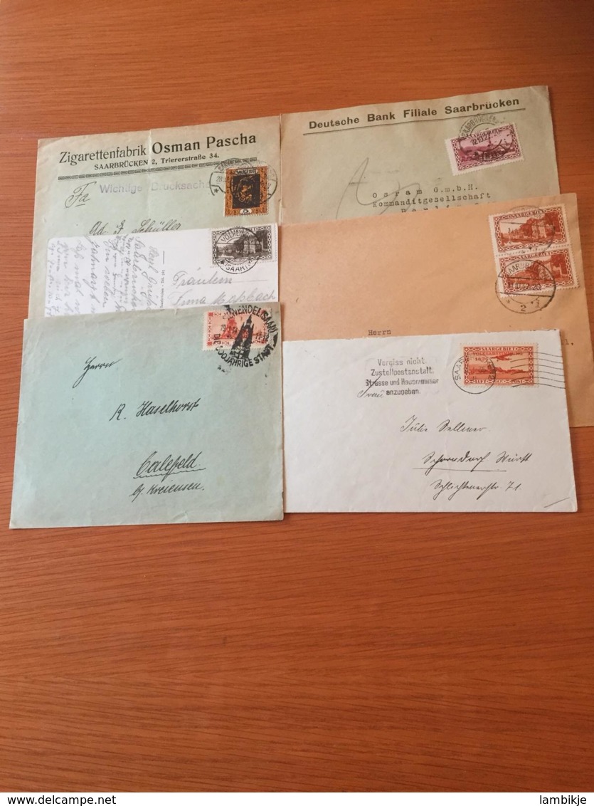 Deutsches Reich Saargebiet 5 Briefe + 1 Postkarte 1930-40 - Sammlungen (ohne Album)