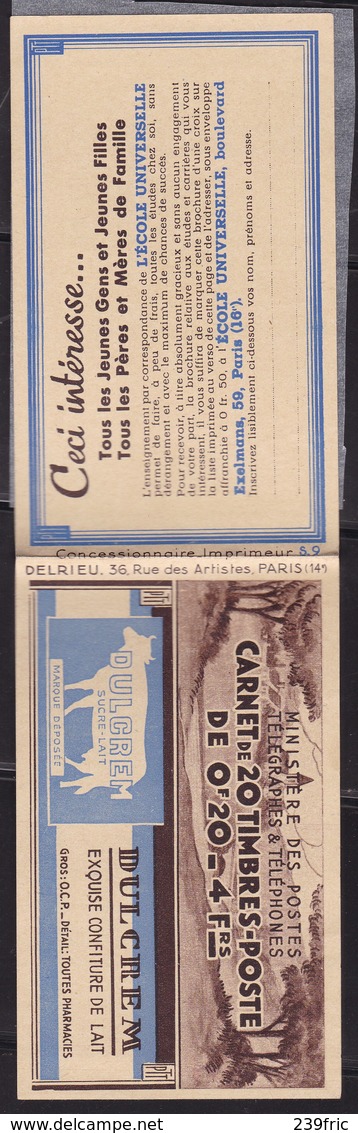 PUBLICITE CARNET DULCREM SEMEUSE 20C LILAS BYRRH / CCP NEUF** - Andere & Zonder Classificatie