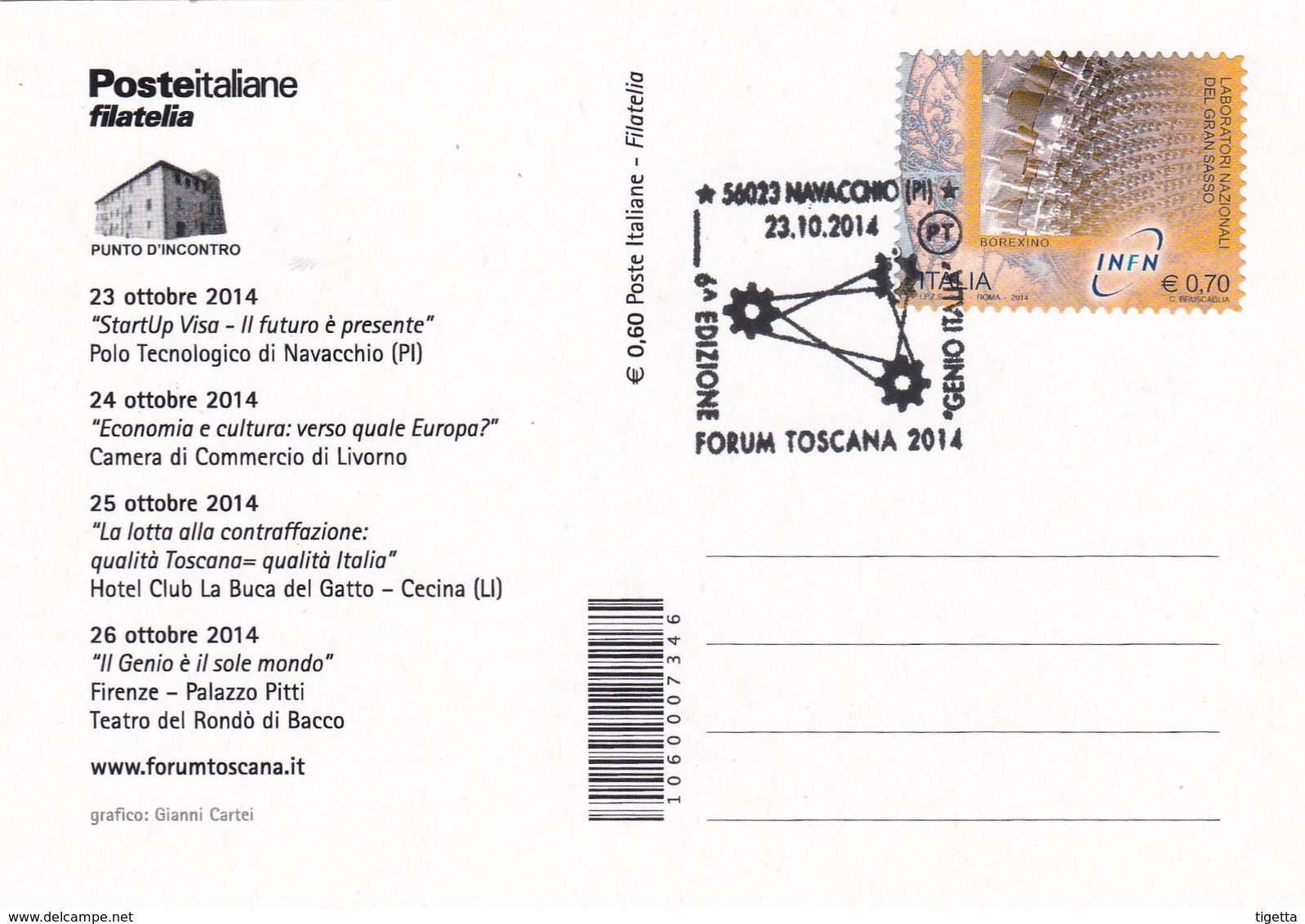 ITALIA   MARCOFILIA NAVACCHIO (PI) 6° EDIZIONE FORUM TOSCANA 2014 - Altri & Non Classificati