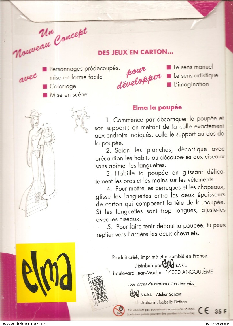 Découpis Elma La Poupée Les Jeux Cartons D'Elma Par ELMA SARL à Angoulème Des Années 1980. - Altri & Non Classificati