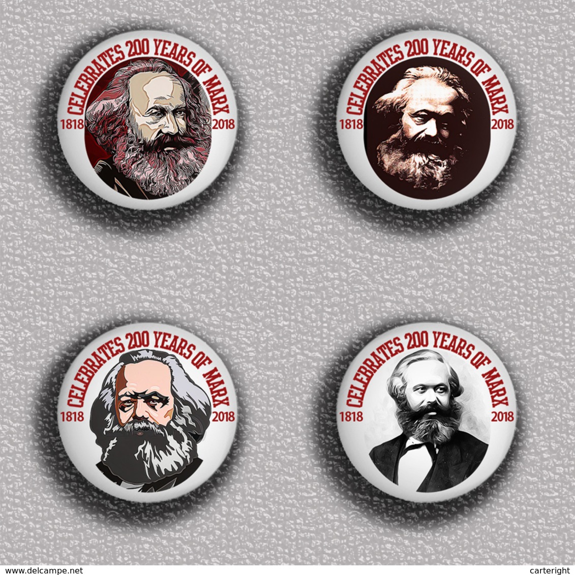 35 X Karl Marx 200 Years BADGE BUTTON PIN SET 3 (1inch/25mm Diameter) - Berühmte Personen