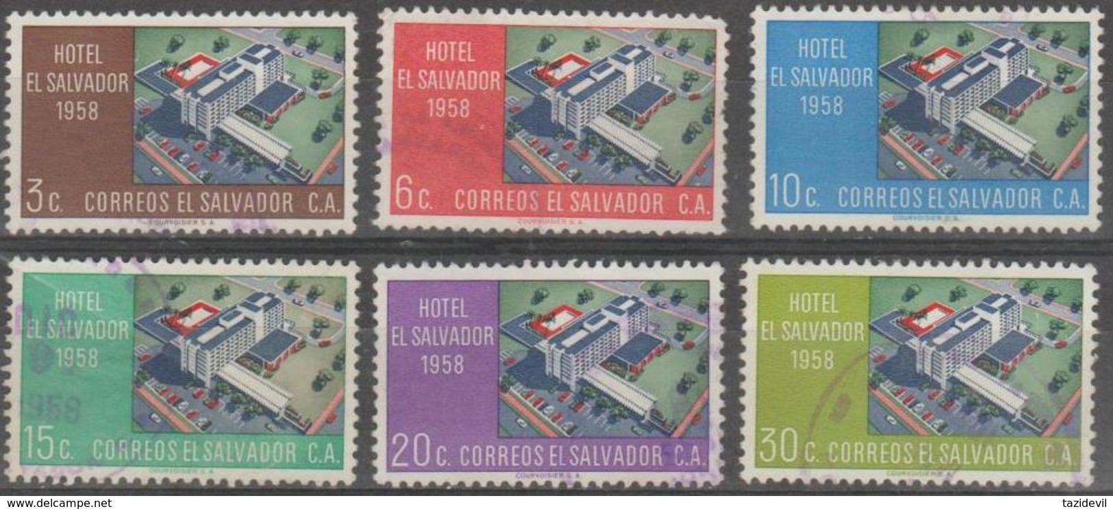 EL SALVADOR - 1958 Hotel. Scott 697-702. Used - Salvador