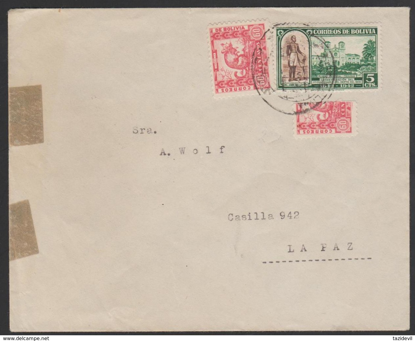 BOLIVIA - 1944 Cover With Bisect Posted To La Paz. Scott 261 - Bolivia