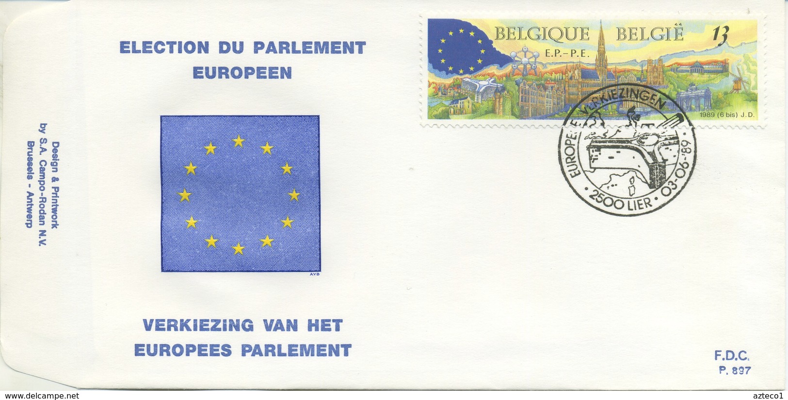 BELGIO  - FDC 1989 - ELEZIONE PARLAMENTO EUROPEO - ANNULLO SPECIALE - 1981-1990