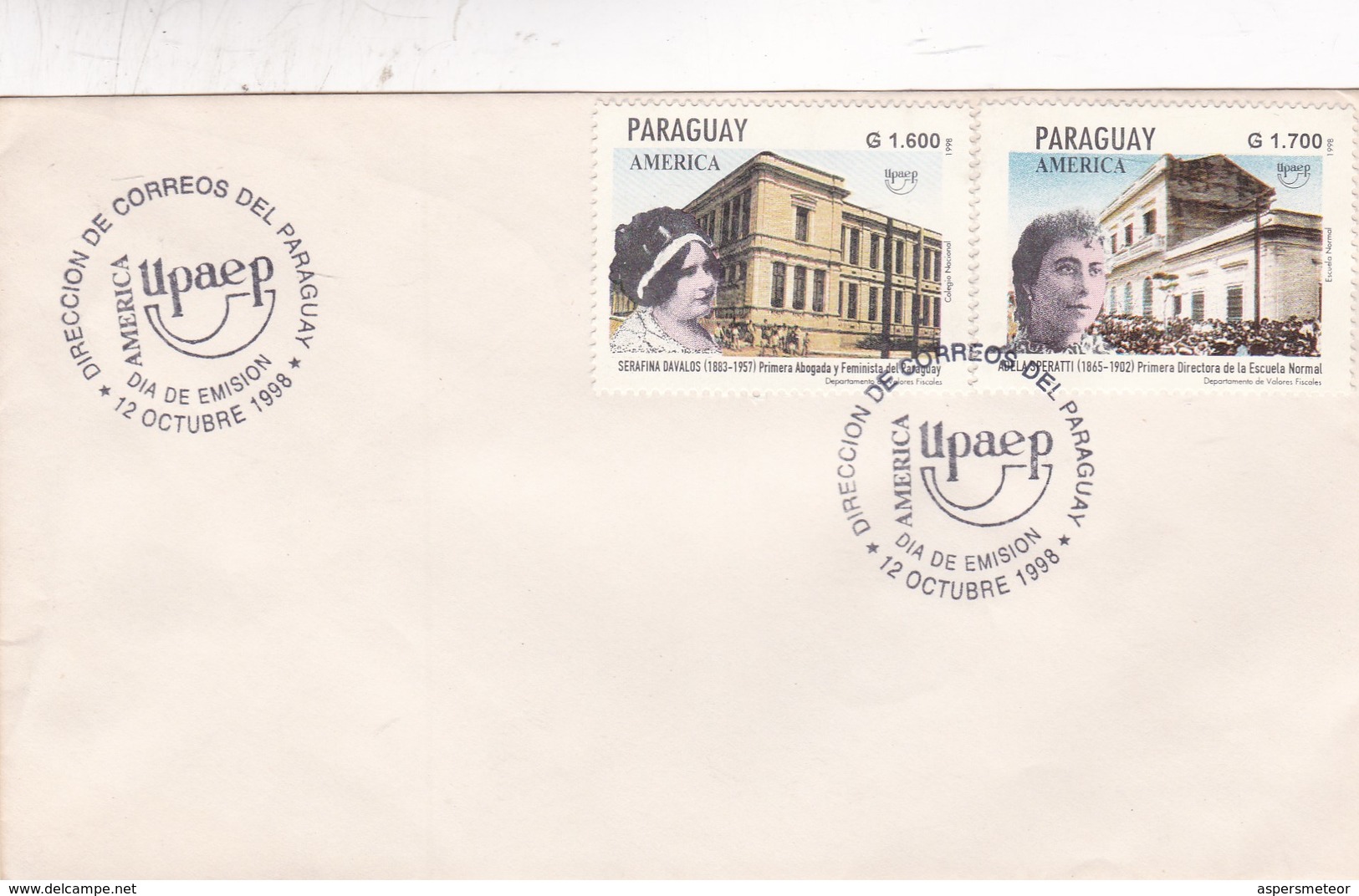 AMERICA UPAEP. FDC 1998 PARAGUAY 2 DIFFERENT STAMPS - BLEUP - Paraguay