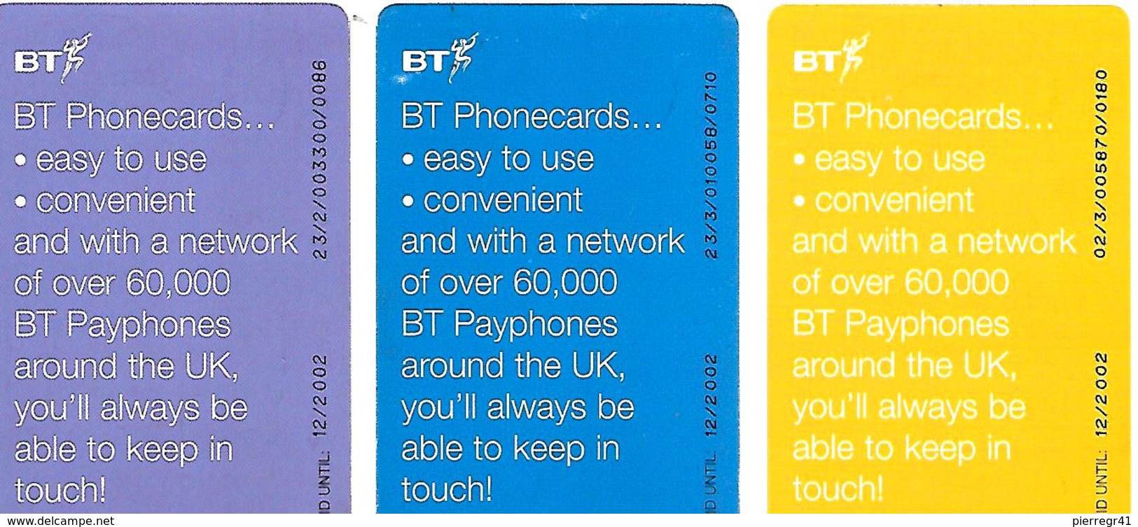3-CARTES+PUCE-BRITISH TELECOM-2002--3£/5£/10£-SERIE-BAISERS-UTIL-TBE- - Collections