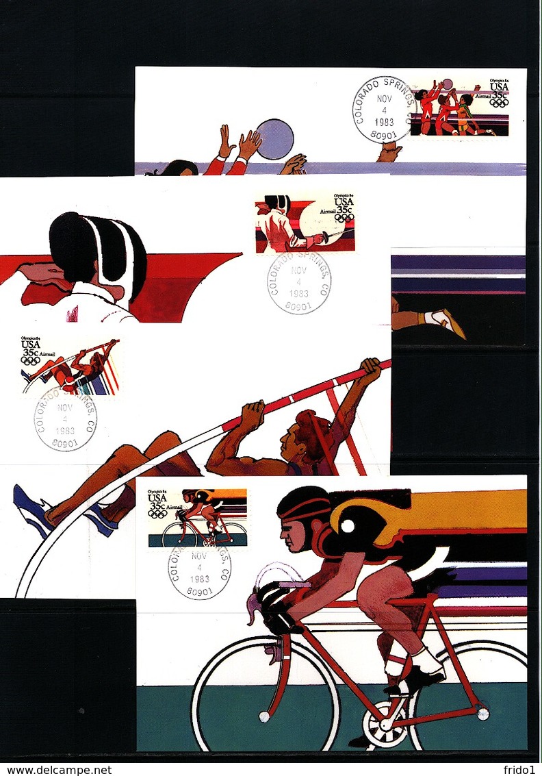 USA 1983 Olympic Games Los Angeles  4x Maximumcards With Colorado Springs Postmark - Verano 1984: Los Angeles
