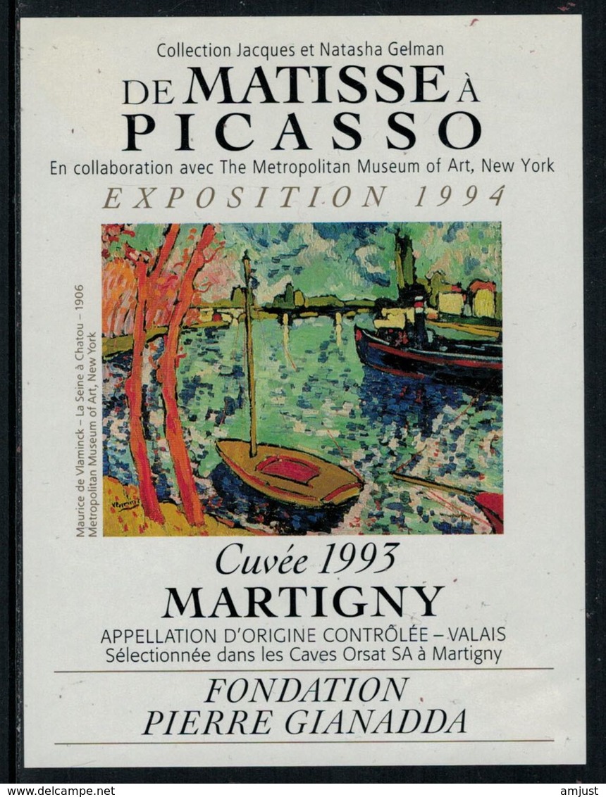Rare // Etiquette De Vin // Art-Peinture-Tableau // Martigny, De Matisse à Picasso, Fondation Gianadda - Art