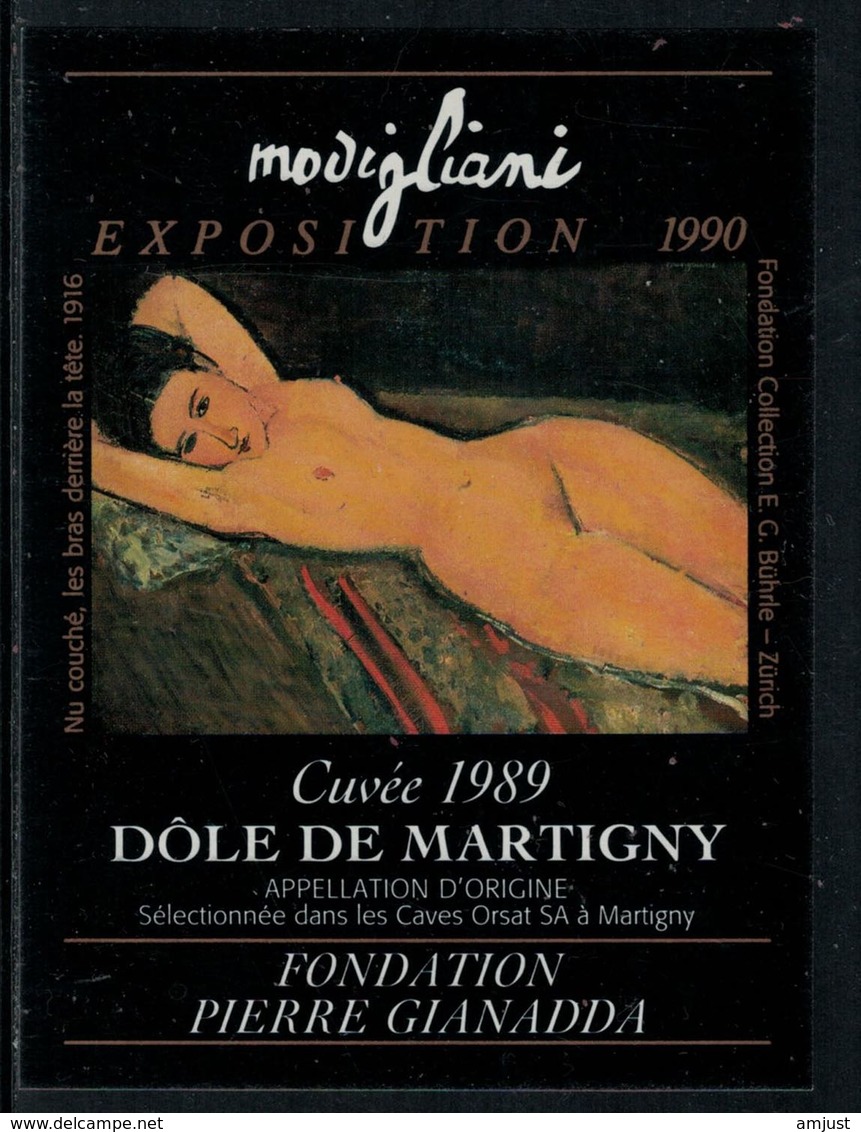 Rare // Etiquette De Vin // Art-Peinture-Tableau-sculpture // Dôle, Modigliani, Fondation Gianadda - Art