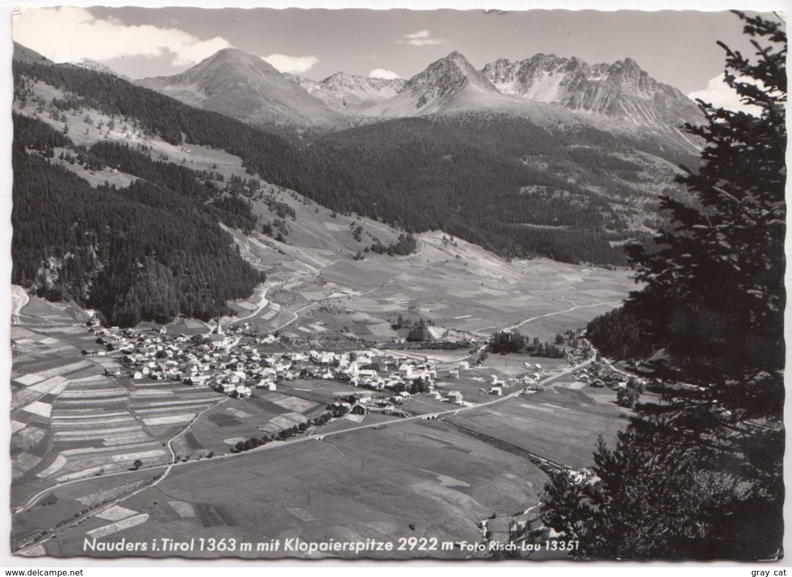 Nauders I Tirol 1363 M. Mit Klopaierspitze 2922 M, Austria, 1958 Used Real Photo Postcard [22380] - Nauders