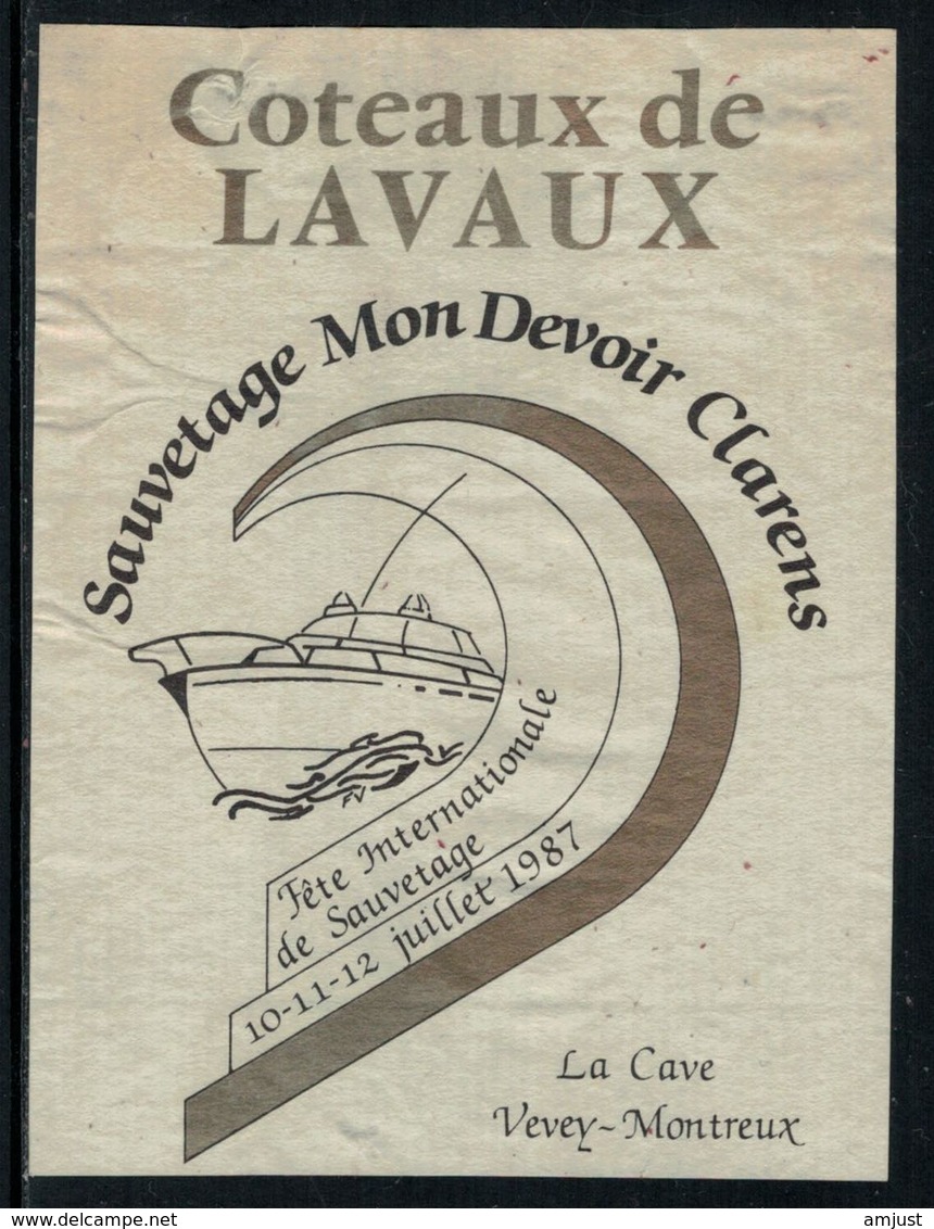 Rare // Etiquette De Vin // Bateaux // Lavaux, Sauvetage "Mon Devoir" Clarens - Sonstige & Ohne Zuordnung