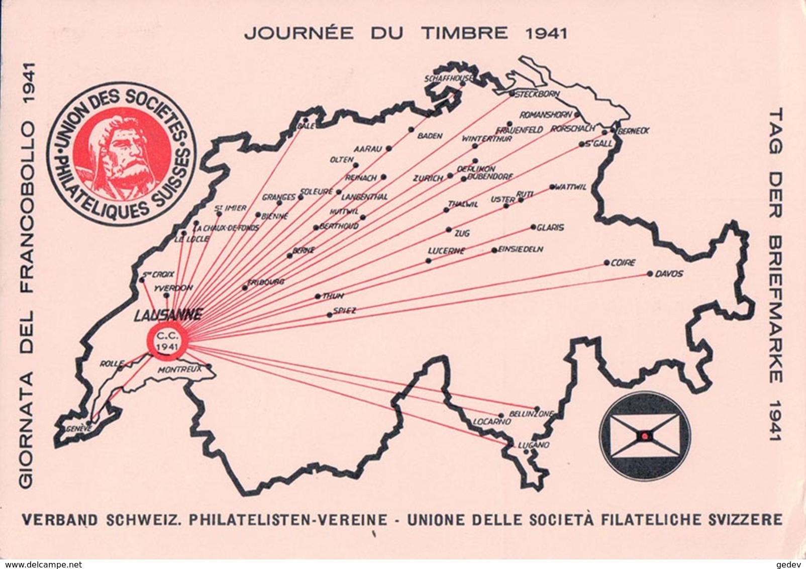 Zürich, Jounée Du Timbre 1941 (7.12.1941) - Marcophilie