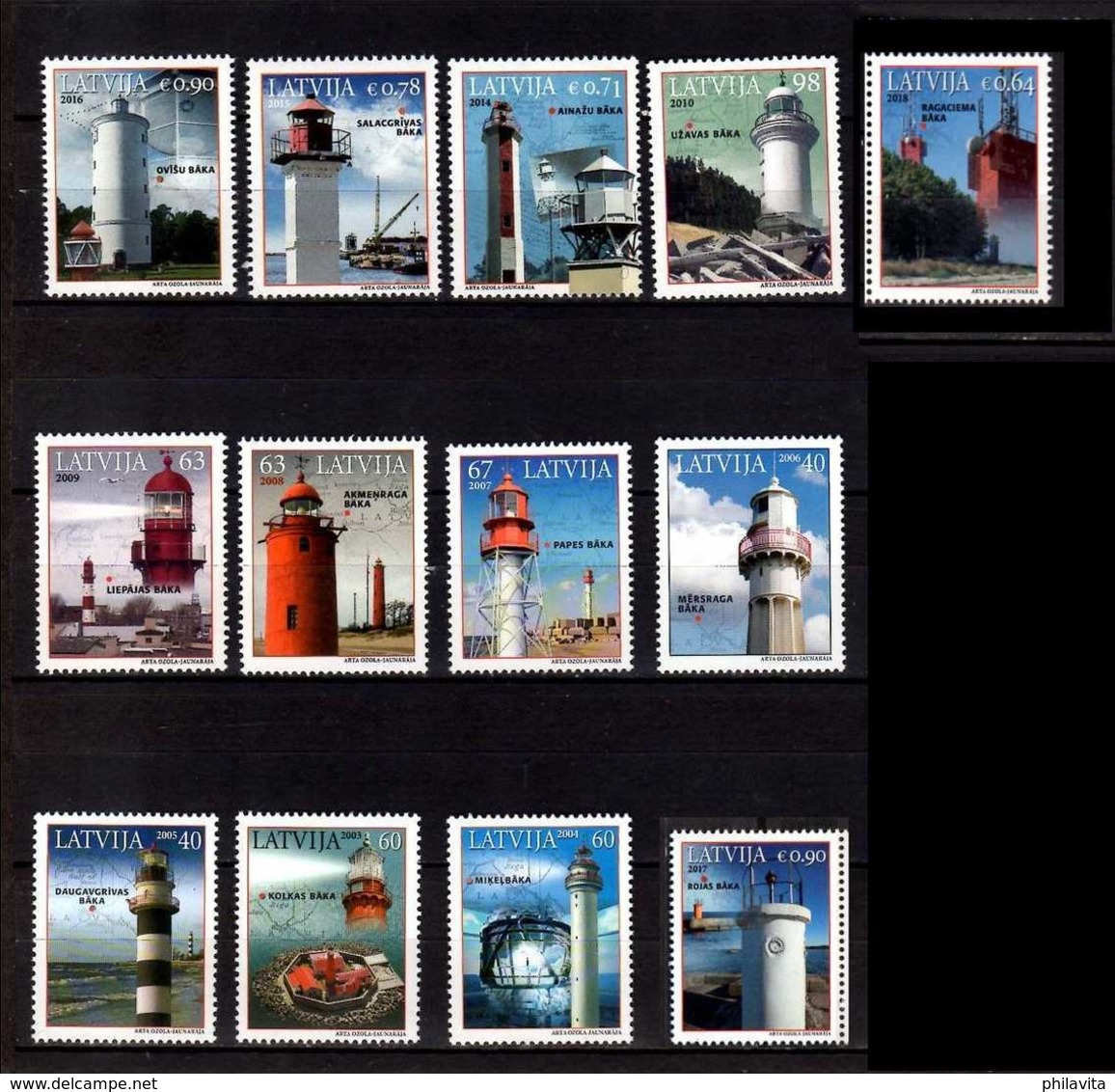 2003 -2018 Latvia - Lighthouses Of Latvia /Leuchttürme V. Lettland - All To Date Issued 13 V -paper -MNH** (gg) - Lettland