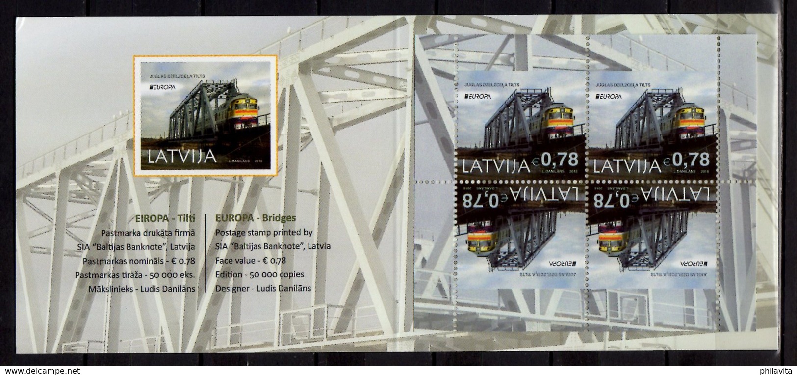 2018 Latvia - CEPT Europa Bridges - Trains - Booklet / MH Essen - MNH** MInr 1043 D (gg) - Lettland