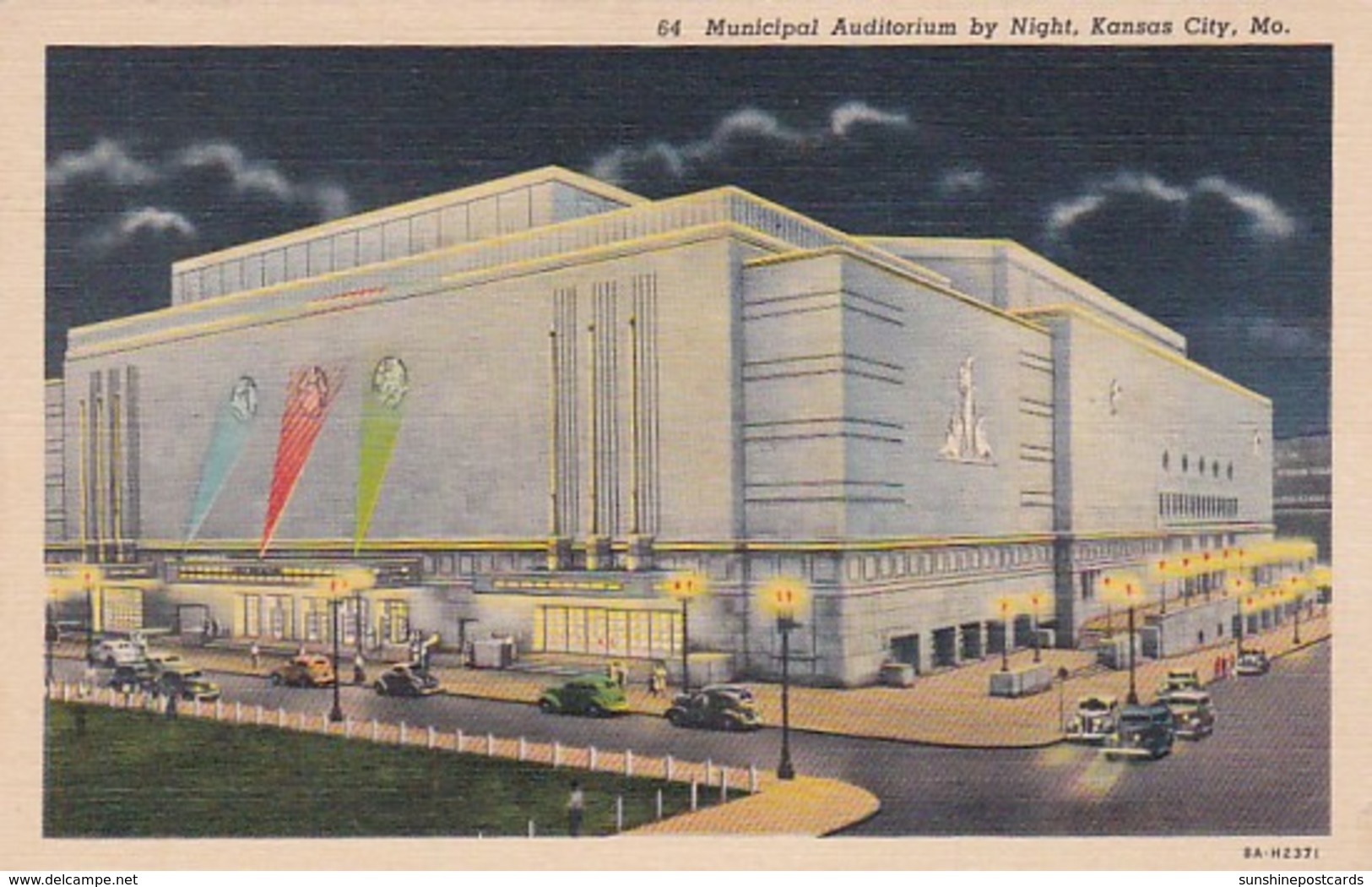 Missouri Kansas City Municipal Auditorium By Night 1940 Curteich - Kansas City – Missouri