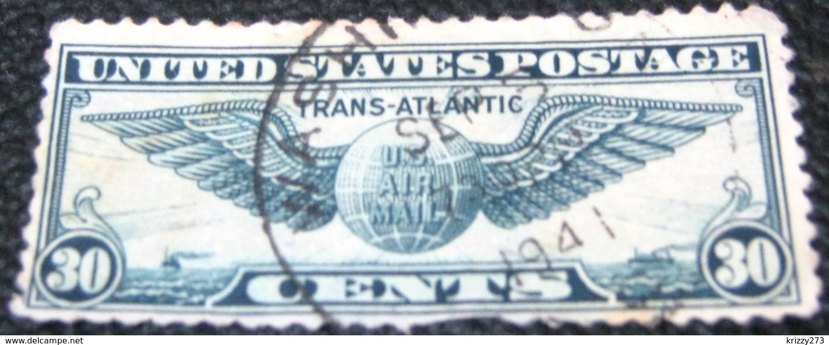 United States 1939 Airmail Winged Globe 30c - Used - 1a. 1918-1940 Used
