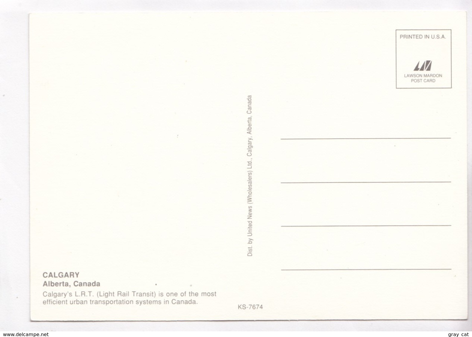 CALGARY, Alberta, Canada, Light Rail Transit, Unused Postcard [22395] - Calgary