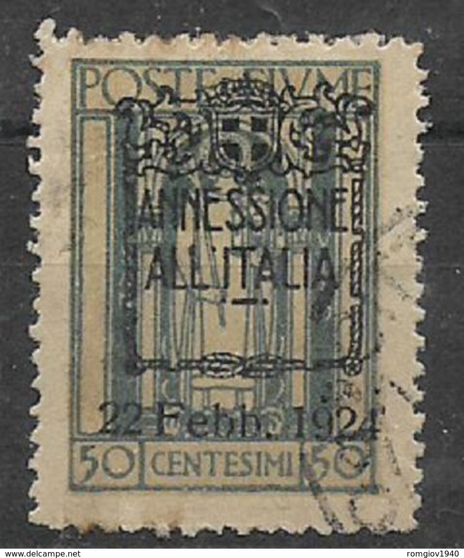 FIUME 1924  SAN VITO SOPRASTAMPATO "ANNESSIONE ALL'ITALIA" SASS. 220 USATO VF - Fiume