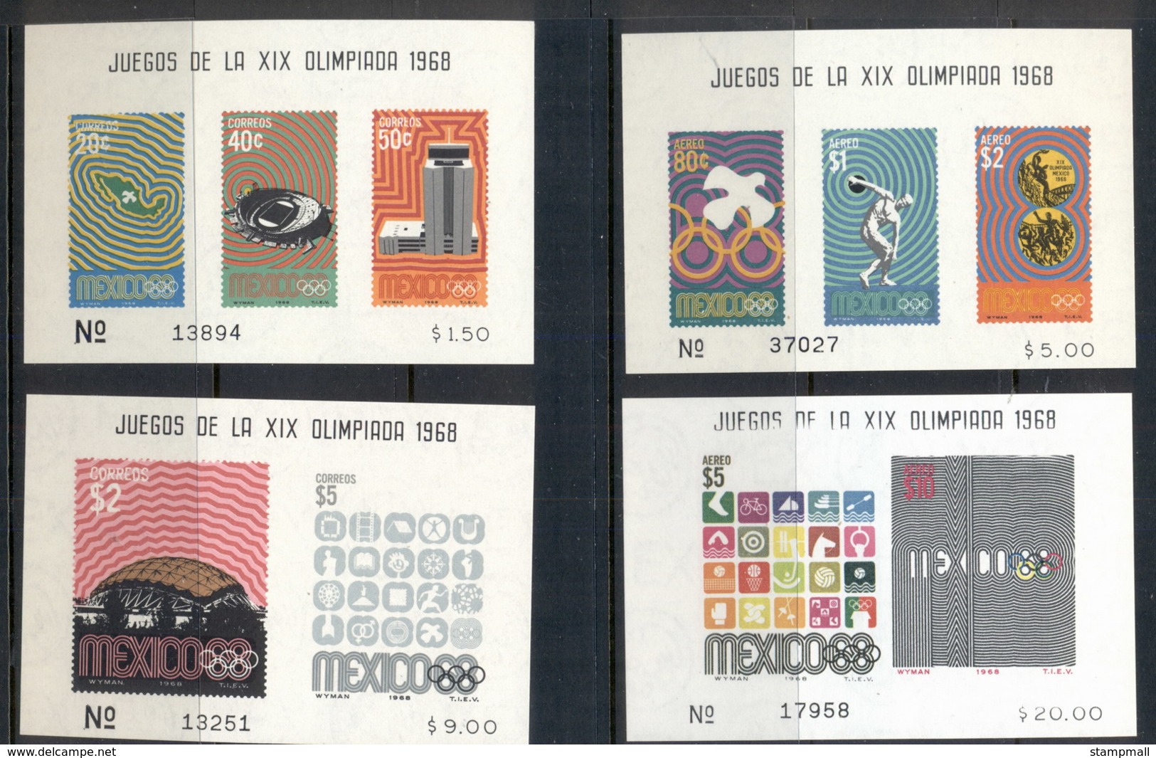 Mexico 1968 Summer Olympics Mexico City 4x MSMuh - Mexico