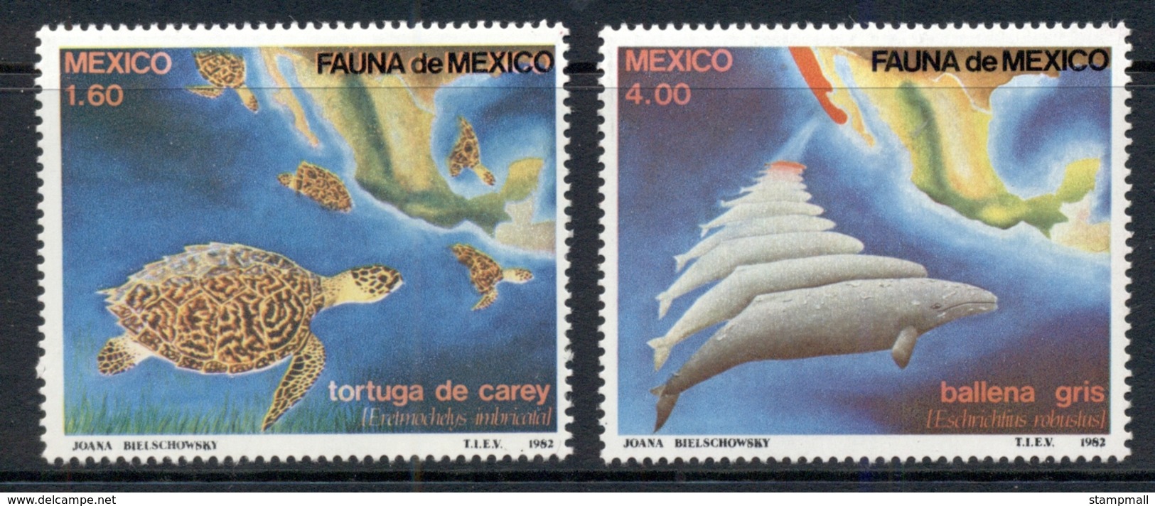 Mexico 1982 Marine Life Turtle, Whale MUH - Mexico