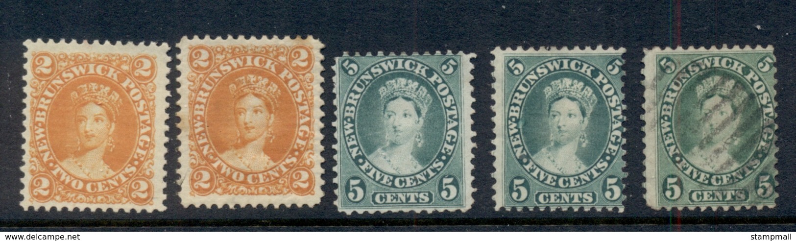 New Brunswick 1860-63 Queen Victoria 2c & 5c Asst. MNG/FU - Used Stamps