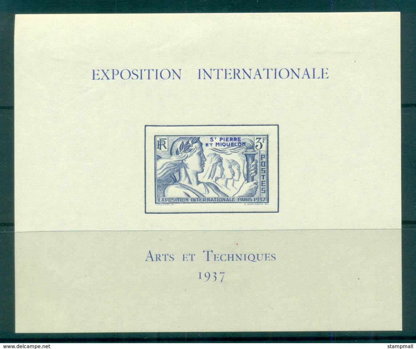 St Pierre & Miquelon 1937 Colonial Arts Exhibition MLH - Unclassified