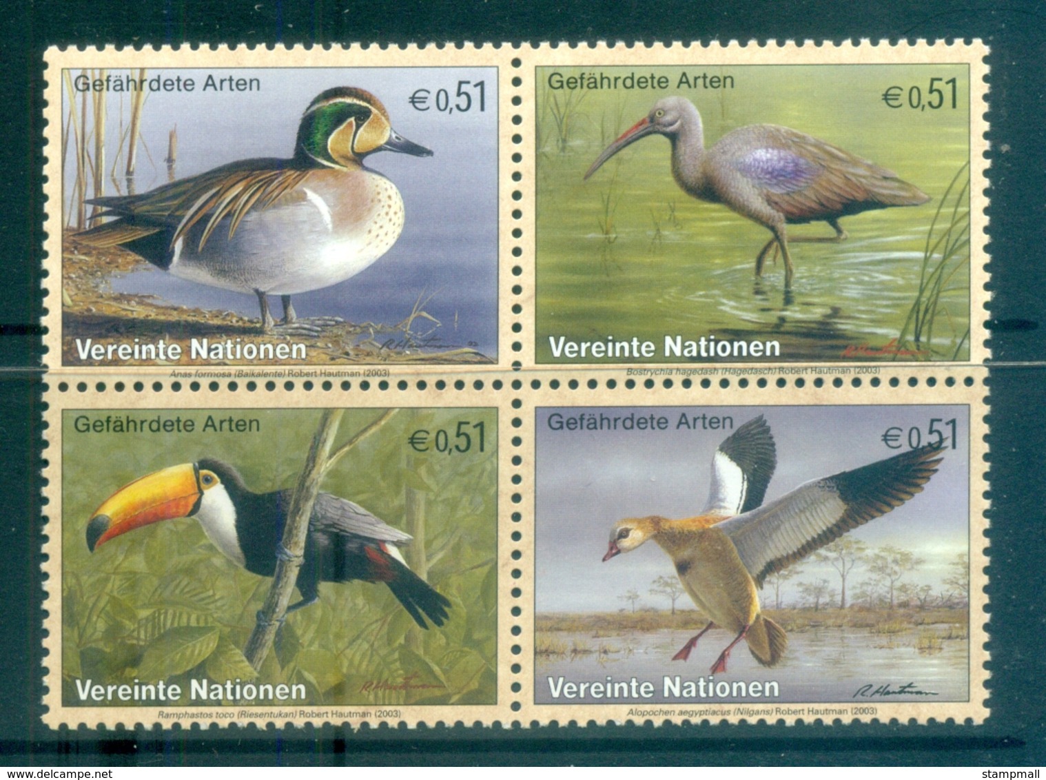 UN Vienna 2003 Endangered Species Blk4 MUH - Unused Stamps