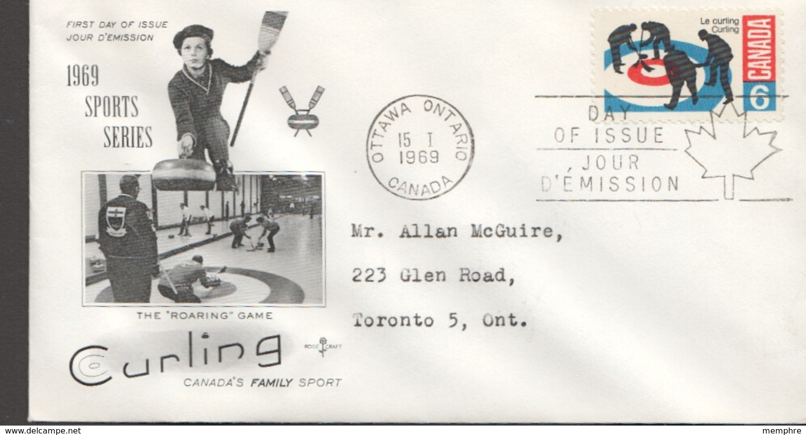 1969  Curling    Rose  Craft    Cachet   Sc 490 - 1961-1970