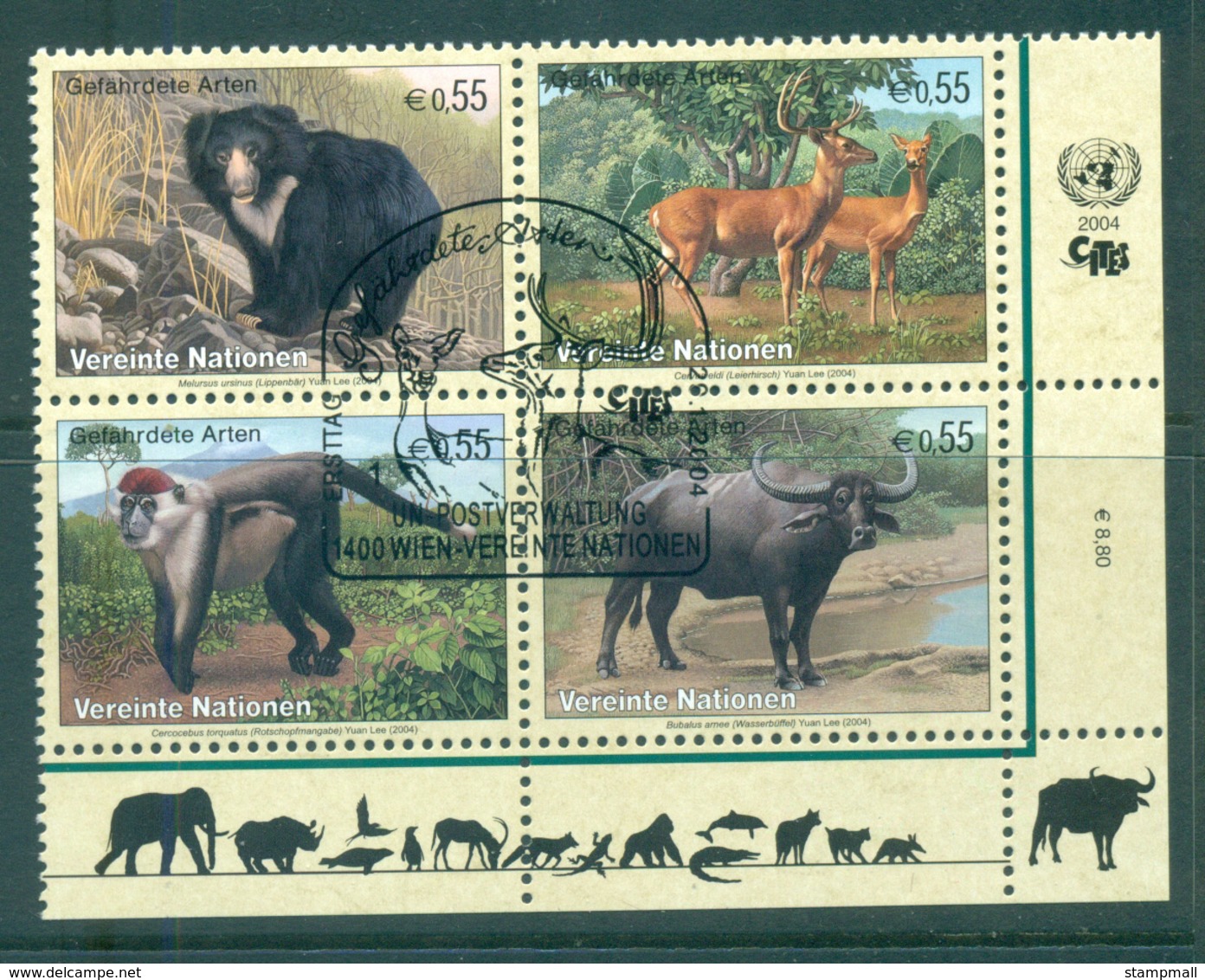 UN Vienna 2004 Endangered Species Blk 4 CTO Lot66075 - Unused Stamps