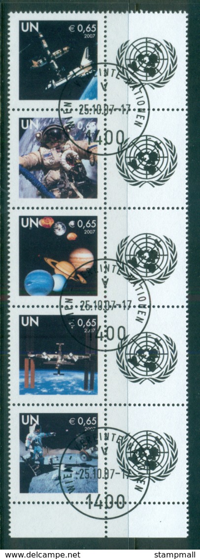 UN Vienna 2007 Space Str 5 + Labels CTO Lot66079 - Unused Stamps