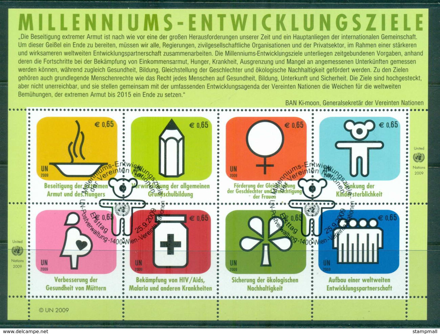 UN Vienna 2009 Aid Sheetlet CTO Lot65969 - Unused Stamps