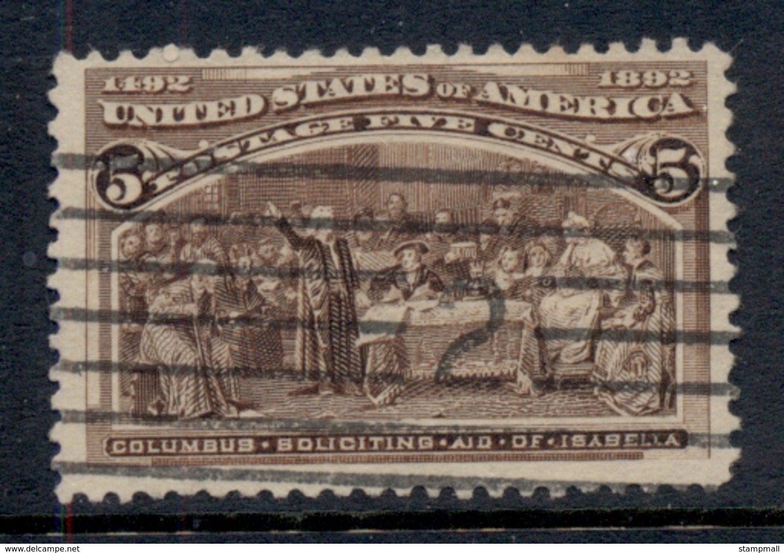 USA 1893 Sc#234 Columbian Expo, 5c Columbus Soliciting Aid From Isabella FU - Other & Unclassified
