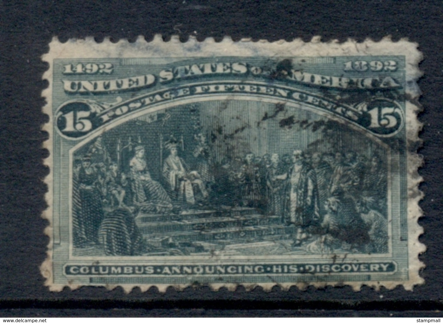 USA 1893 Sc#238 Columbian Expo, 15c Columbus Announcing His Discovery (faults)FU - Sonstige & Ohne Zuordnung