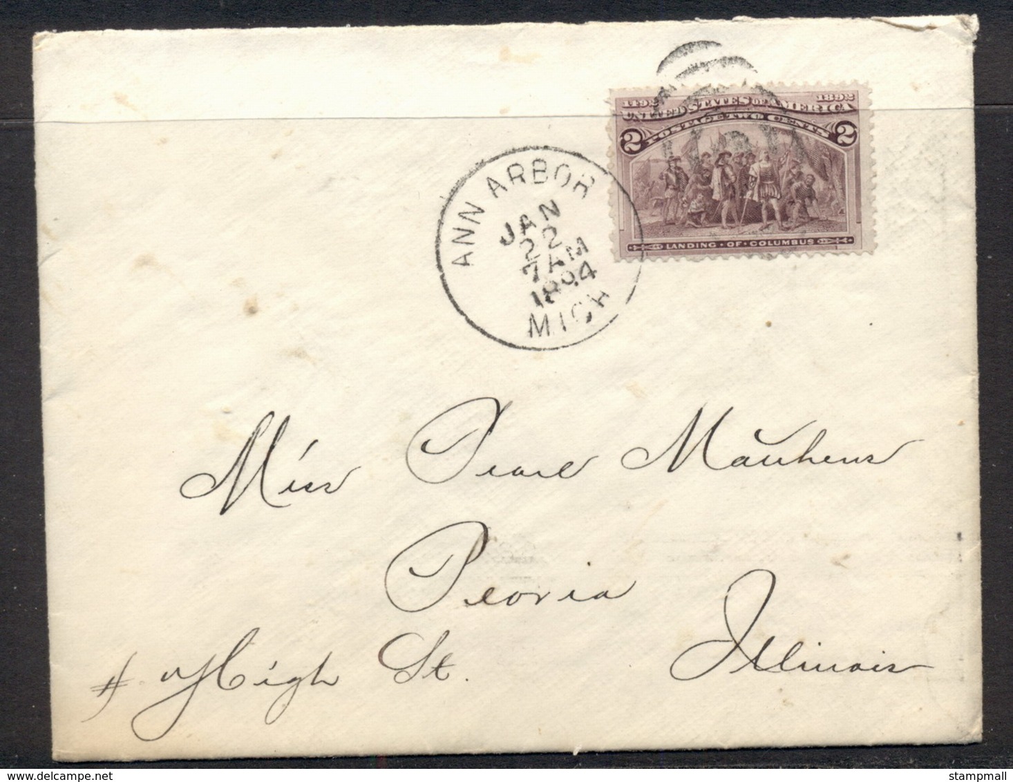 USA 1894 2c Columbian Cover To Illinois - Altri & Non Classificati